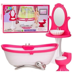 Łazienka dla lalek. Wanna, toaleta, umywalka