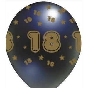 Balon 18 czarno-złoty 5szt