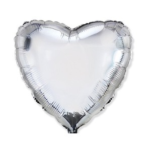 Balon foliowy 46cm Serce srebrne