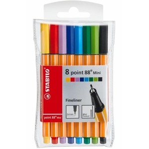 Cienkopis Point 88 Mini 8 kolorów etui STABILO