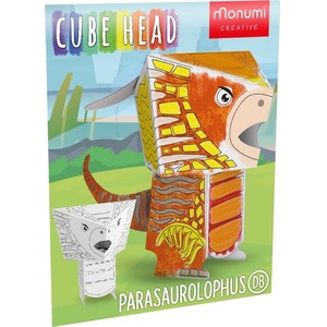 Cube head. Dino. Parazaurolof. Złóż i pokoloruj