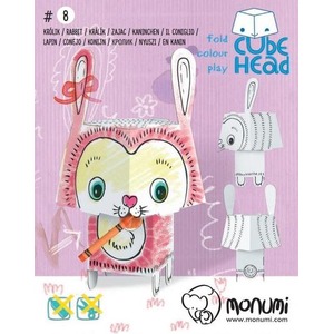 Cube head. Królik. Złóż i pokoloruj