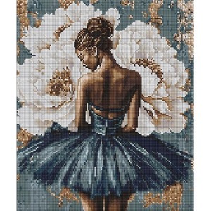 Diamentowa mozaika - Baletnica z piwoniami 40x50cm