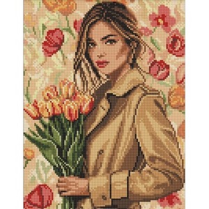 Diamentowa mozaika - Dziewczyna w płaszczu 30x40cm