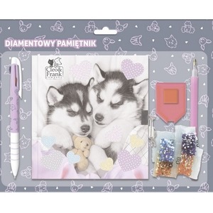 Diamentowy pamiętnik z kłódką + długopis 3 kolorowy Cleo i Frank 38 Pies