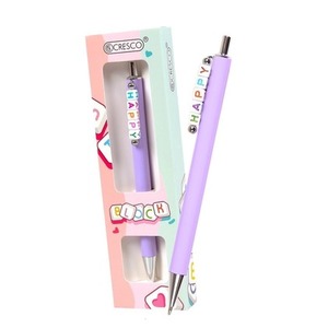 Długopis Block z koralikami HAPPY w etui fioletowy