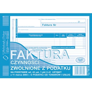 Faktura. Czynności zwolnione z podatku... 198-3E