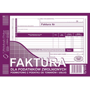 Faktura dla podatników zwolnionych... 203-3E