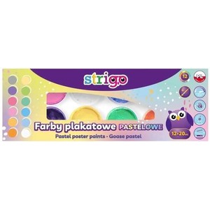 Farby plakatowe pastelowe 20ml 8 kolorów STRIGO