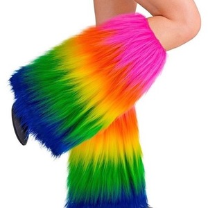 Futrzaste ocieplacze na nogi tęczowe