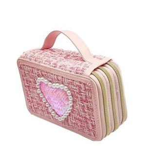 Girabrilla piórnik tweedowy 3 poziomy jasny róż