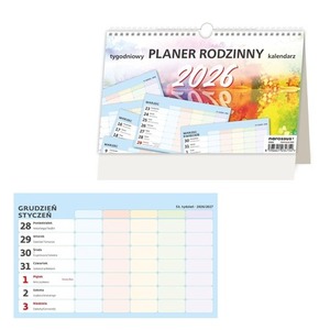 Kalendarz 2026 biurkowy tygodniowy Planer Rodzinny