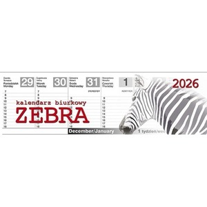 Kalendarz 2026 biurkowy Zebra