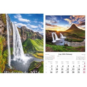 Kalendarz 2026 ścienny 13-k Wodospady