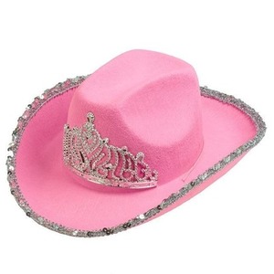 Kapelusz kowbojki różowy z koroną