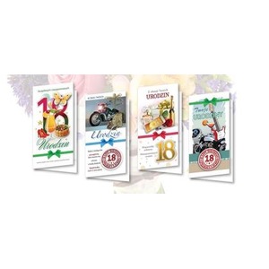 Karnet DL De Lux. Złocony 18 Urodziny MIX (10szt.)