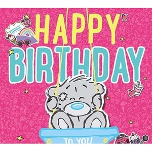 Karnet holograficzny 3D Miś na huśtawce