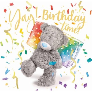 Karnet holograficzny 3D Miś niosący prezent