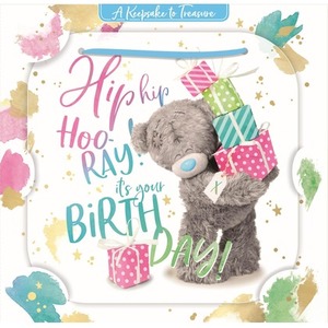 Karnet holograficzny 3D Miś z prezentami