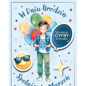 Karnet Urodziny wymienne cyfry
