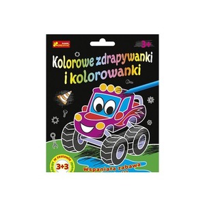 Kolorowe zdrapywanki i kolorowanki Autka i Dinuś