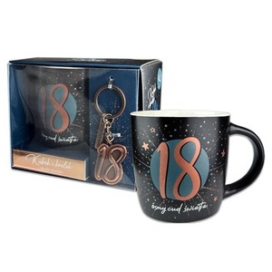 Kubek Denim z metalowym brelokiem - 18 urodziny