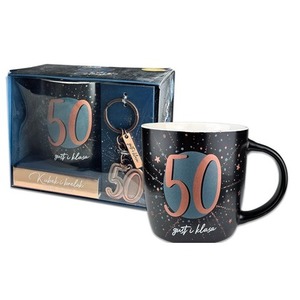 Kubek Denim z metalowym brelokiem - 50 urodziny