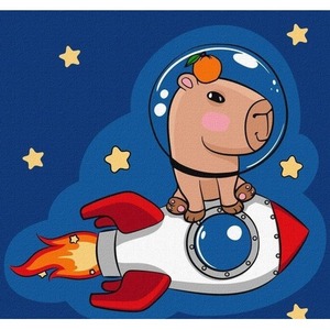 Malowanie po numerach - Kapibara w rakiecie 30x30