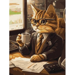 Malowanie po numerach - Kot biznesmen 30x40cm