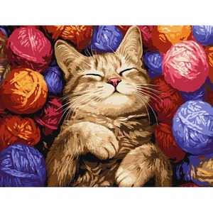 Malowanie po numerach - Kot w plątaninie 40x50cm