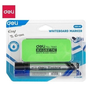 Marker suchościeralny 2mm 2szt + gąbka DELI