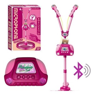 Mikrofon podwójny z głośnikiem różowy