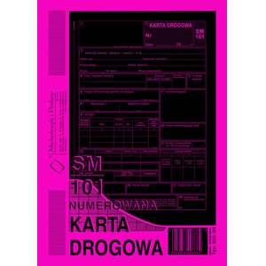 Numerowana karta drogowa SM 101