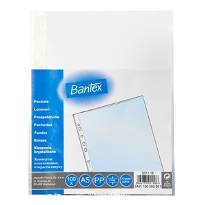 Paczka koszulki krystaliczne A5 Bantex PP 45 mikr. 100 sztuk
