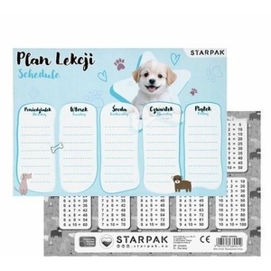 Plan lekcji z tabliczką mnożenia Pieski 2 (25szt)