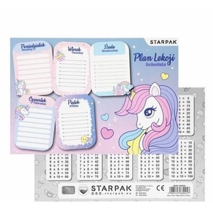 Plan lekcji z tabliczką mnożenia Unicorn (25szt)