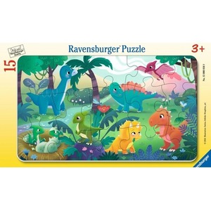 Puzzle 15 Baby Dinosaur Friends Frame