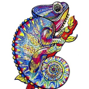 Puzzle 195 drewniane Kameleon