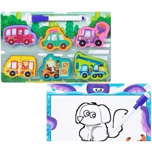 Puzzle drewniane 2w1 z tablicą