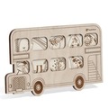 Puzzle drewniane - Czerwony autobus