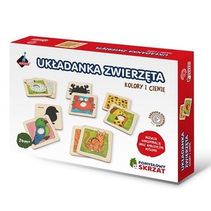 Puzzle Edukacyjne dopasuj kształty i cienie zwierzątka