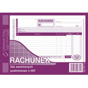 Rachunek dla zwolnionych podmiotowo z VAT 231-3