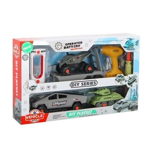 Samochód do montażu z przyczepą i czołgiem