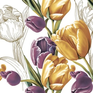 Serwetki Lunch Daisy - Majestic Tulips on White SDWI009501