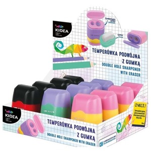 Temperówka podwójna z gumką (12szt) KIDEA