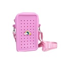 Torebka crossbody silikon różowa + przypinka