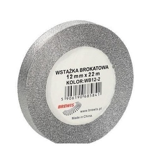 Wstążka brokatowa srebrna 12mmx22m