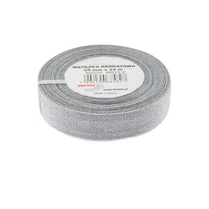 Wstążka brokatowa srebrna 25mmx22m