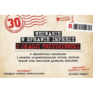 Zaproszenie Urodziny 30 ZA-105 (10szt.)