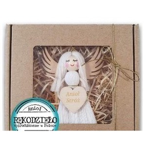 Zawieszka Anioł stróż. Biały. Długie włosy